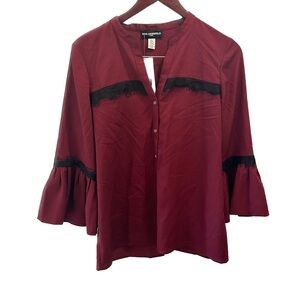 Karl Lagerfeld Lace Trim Blouse small Malbec